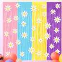 Blue Dog Party Decorations 4 Pack 3.3x6.6ft Foil Fringe Curtains Backdrop Pink Purple and Yelloy Birthday Party Macarons Metallic Streamers Photo Booth for Blue Dog Theme Party Supplies
