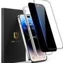 UNBREAKcable 2PCS Screen Protector for iPhone 14 Pro Max - 1 Privacy Tempered Glass+1 Clear Glass Double Shatterproof [Installation Frame] [9H Hardness] [Case Friendly] Anti-Scratch iPhone 6.7 inch