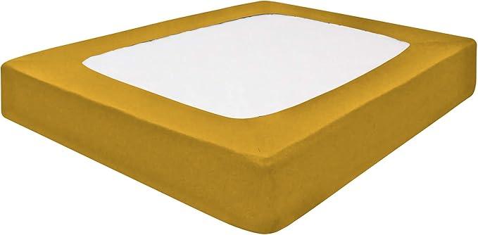 Box Spring Cover King Size ~ 100% Egyptian Cotton Wrap Around 4 Sides Bed Skirt, Fits Box Springs up to 19” - King, Golden