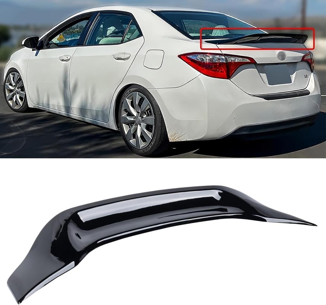 2014-2019 Compatible with Toyota Corolla Sedan Rear Trunk Spoiler, R Style Duckbill Design, Gloss Black ABS WheelX