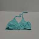 Women's Supportive Halter Bikini Padded Push Up Ruched Bust Hook Back Swimsuit Bathing Suit Tops Only (Large, Mint)