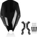 Motorcycle Windscreen Windshield Replacement for Kawasaki Z500 Z 500 SE ABS 2024 2025 2026 PC Windscreen Double Bubble (Black)