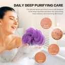 UJFQBH African Net Sponge Authentic 2-Pieces Exfoliating Body Scrubber for Shower & Bath, Deep Cleansing Lather for Dead Skin Removal, Back Scrubber for Women & Men (Pink Purple