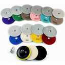 4 Inch Diamond Polishing Pads, 14 PCS 50-8000 Grit Wet/Dry Granite Stone Polish Pad Kit with 5/8-11 Backer Pad, Drill Adapter and Wool Disc