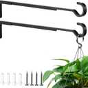 Saffruff 15 Inch 2 Black Pack Heavy Duty Outdoor Plant Hangers, Iron Hanging Plant Brackets for Hanging Plants Outside, Metal Plant Hooks Plant Wall Hooks for Hanging Lantern, Bird Feeder