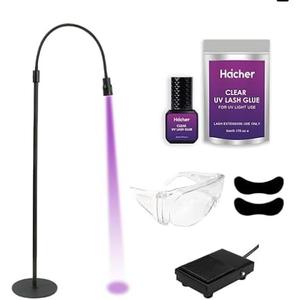 HAICHER UV Lash Glue System, UV Lash Lamp Light for Lash Extensions with Foot Pedal
