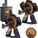 Flanagan 2 PCS Fireplace Fans, 5 Blades Stove Fan, 7in Log Burner Fan Heat Powered Fireplace Fan for Wood Burning Stove/ Log Burner/ Fireplace(Include Magnetic Thermometer) (2 PCS -5 Blades)