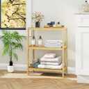 Bamboo Bathroom Shelf, Stand Utility Storage Shelf Multifunctional Bathroom Kitchen Living Room Holder Plant Flower Stand (3-Tier)