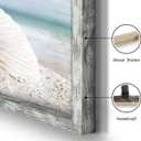 Ocean Pictures Wooden Artwork Framed - Seascape Rolling Wave Painting Multi-Panel Wall Art Prints for Living Room Overall 48"W x 32"H