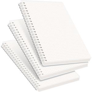 RETTACY Dotted Journal Notebook, 3-Pack, 160 Pages per Pack, A5 Medium Size (5.7''  8.3''), 100 GSM Thick Paper, Spiral-bound, Flexible Plastic Cover, for Journaling, Planning, Tracking (Transparent)