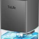 ToLife Dehumidifiers for Home 30 OZ Water Tank with Auto-Off 500 sq.ft Portable Small Dehumidifier for Bathroom Bedroom RV Closet Room 7 Colors LED Light, Gray (Grey)