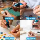 3-Speed Cordless Mini Drill Pen With 10 Small Drill Bits,Rechargeable Electric Hand Drill Pin Vise,Resin Drill Set For Jewelry Making, Resin, Plastic, Wood, Keychains DIY (BLUE)