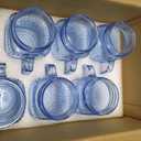 SUT Mason Jar Drinking Glasses with Handle, 6 Pack, 16 Oz Vintage Embossed Blue Mason Jar Cups for Iced Coffee, Juice, Tea and Beer