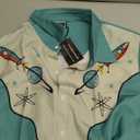 Men’s Hawaiian Shirt Western Cowboy Symmetrical Print Short Sleeve Button Down Casual Beach Holiday Summer Shirt, Large