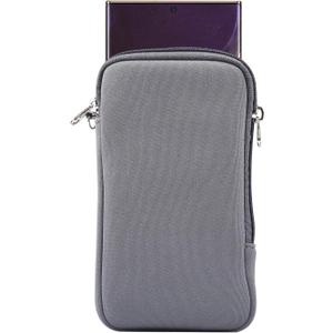 Neoprene Cell Phone Sleeve Pouch Carrying Case for Samsung Galaxy A16 A14 A13 A06 A05 S23 Ultra S22 Ultra S21 Ultra, Moto G 5G 2024 2025 / G Play/G Power with Neck Lanyard (Grey-XL)