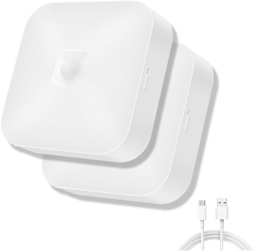 Rechargeable Motion Sensor Ceiling Light, Rechargeable Battery Operated Closet Light Wireless, 500LM Wireless Motion Activated Light for Shower Stairs Hallway Pantry Porch Garage, 5000K 2 Pack
