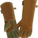 INNO STAGE Welding Gloves Heat Resistant 16 Inches Cowhide 662  Leather Forge Mig Welder Gloves for BBQ (Khaki)