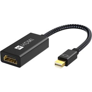 IVANKY 4K Active Mini DisplayPort to HDMI Adapter, 4K@60Hz, Thunderbolt 1&2 to HDMI [0.24m/0.65FT, Super Slim] Mini DP to HDMI Adapter for MacBook Air/Pro, Surface Pro/Dock/Book, Monitor, Projector (1 Pack-Black)