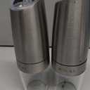 XinXu Gravity Electric Pepper and Salt Grinder Set, Adjustable Coarseness, with LED Light, One Hand Automatic Operation (Set/Silver X) (2.5*2.5*7.9inch)