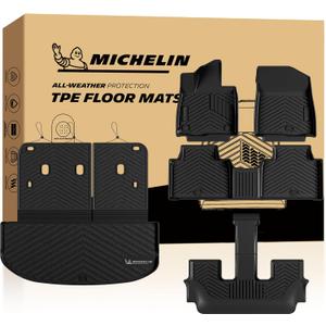 Michelin Vehicle Mats, Premier Series All-Weather TPE Custom Fit Liner for 2027 Kia Telluride Gas 7 & 8 Seats Floor Mats (5 Piece)