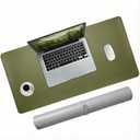 Double-Sided Leather PU Large Mouse pad, Computer Desk pad Non-Slip, Waterproof, Easy to Clean, Suitable for Office and Home Office Writing (Dark Green and Silver Gray, 31.515.7 Inches)