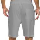 Men's Corduroy-Style Shorts Elastic Waist Drawstring 7 Inch Inseam Polyester Casual Shorts with Pockets (XL)