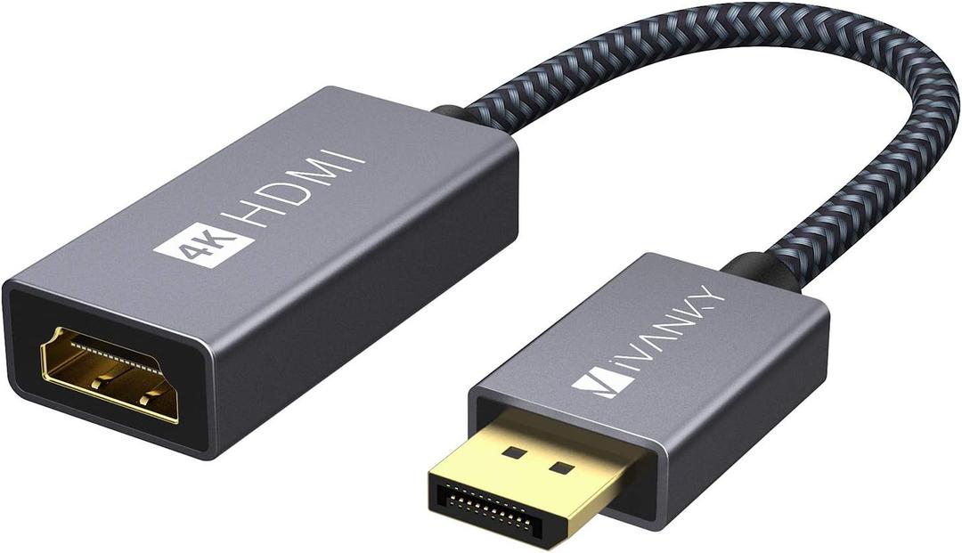IVANKY Active DisplayPort to HDMI Adapter 4K@60Hz, Uni-Directional DP 1.2 to HDMI 2.0, Male to Female, Active DP to HDMI Adapter 4K 60Hz Compatible for Desktop, Tablets, AMD, NVIDIA, Monitor, Projector