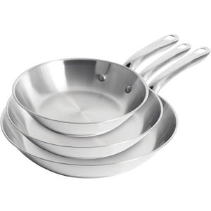 T-Fal Gourmet Stainless Steel Frying Pan Set, 8.5, 11, 12.5 in, Induction