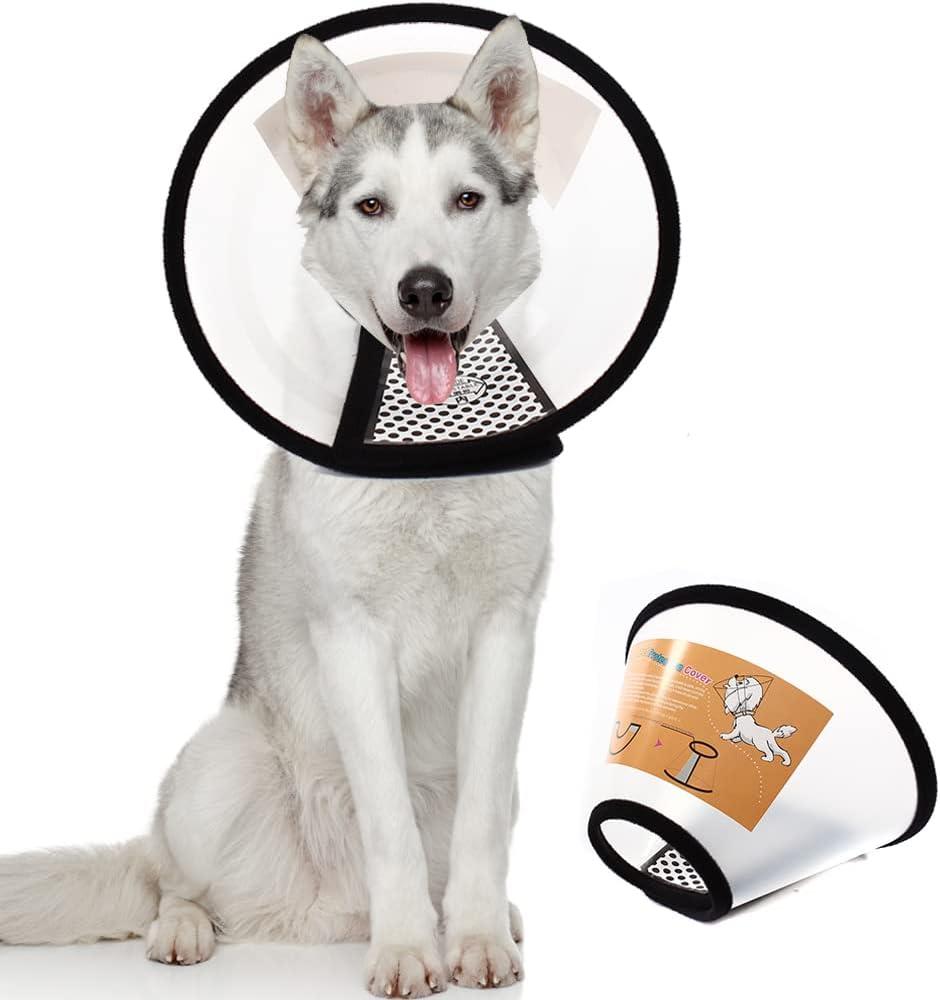 Plastic Pet Recovery Collars & Cones for Dogs and Cats After Surgery Adjustable Dog Neck Cone Surgical Elizabeth E-Collar Prevent Biting and Stop Licking Wound (XXXL)