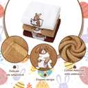 FYSUIMU 3 Pcs Easter Bath Towels Embroidered Brown Bunny Rabbit Absorbent Hand Towels for Bathroom Kitchen Spring Hand Drying Baking Cooking Home Decor, 29.5 x13.7 Inch