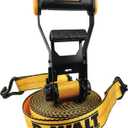 DEWALT DXBC10000J Black/Yellow 2" x 27' Ratchet Tie Down Strap with Double J-Hook - Heavy-Duty Cargo Securing (10,000 lb Break Strength)