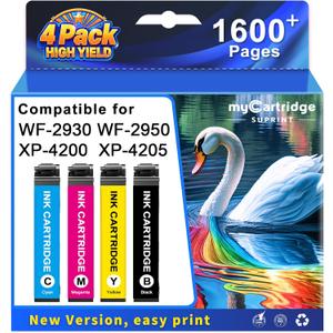 myCartridge SUPRINT Remanufactured Replacement for Epson 232 Ink Cartridge Combo Pack 232XL High Capacity for Expression XP-4200 XP-4205 Workforce WF-2930 WF-2950 Printer (4-Pack)