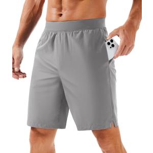 MAGCOMSEN Men's Athletic Running Shorts 8" Quick Dry Lightweight Workout Gym Sports Hiking Shorts UPF 50+ with 3 Pockets (Gray), 36