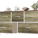 OLIXIS 5 Drawer Dresser for Bedroom, Storage Organizer Unit for Closet
Chest of Drawers for Clothes Storage with Bins, Wide Fabric Bedroom Dresser, Wooden Top, Living Room, Greige Oak