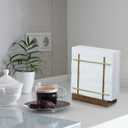 MyGift Napkin Holders for Table & Kitchen, Brass-Tone Wire Metal Napkin Dispenser with Wood Base, Modern Farmhouse Tabletop Dining Decor for Home/Cafe/Restaurant
