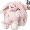 Moonkie Hug & Go Bunny Toddler Backpack Soft Plush Bag with Detachable Toy for Girls Aged 24 | Perfect for Daycare, Travel & Birthday Gifts