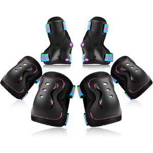 BOSONER Kids/Youth Knee Pad Elbow Pads Guards Protective Gear Set for Roller Skates Cycling BMX Bike Skateboard Inline Skating's Scooter Riding Sports (Medium(9-15 years), Black Colored)