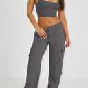 Waitfairy Wide Leg Sweatpants Women Cargo Pants Fleeece High Waisted Baggy Sweatpants for Women Casual Pants with 8 Pockets (XL)