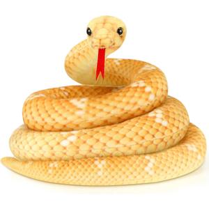 HyDren Giant Boa Constrictor Large Stuffed Animal Snake Realistic Giant Plush Stuffed Snake Toy 80 Inch Lifelike Animal Gifts for Kids Birthday Party Prank Props(Yellow)