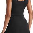 NIASHOT Athletic Dress for Women Mini Crew Neck Sleeveless Built in Shorts with Pockets Tennis Golf Dress (Black, M)