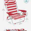 SONGMICS Portable Backpack Beach Chair, 331 lb Capacity, 4 Angles Adjustable Backrest, 2 Side Pockets, Towel Bar, Red and White UGCB062R01