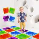 Sensory Liquid Floor Tiles for Kids, Decorative Tiles for Autism, Early Learning Toys, Activity Play Mats with Anti-Slip Backing, Multi-Color Set of 4 Pack 12" x 12"