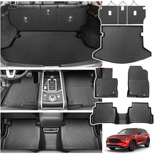 Powerty Floor Mats for Mazda CX-5 2017-2025, All Weather 3D TPE Anti-Slip Trunk Cargo Liner Seat Back Covers Protectors Full Set Car Accessories