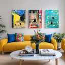 FASWQ Wrapped Canvas Vintage Funny Black Cat Wall Art Set of 3, 16x24 in