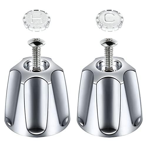 Enhon 2 Piece Shower Knob Replacement, Hot and Cold Faucet Knobs Compatible with Price Pfister Verve Tub Shower, Include 2 Faucet Handles and 2 Screws for Remodeling Trim Kit(Chrome)
