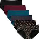 INNERSY Womens Underwear Cotton Hipster Panties Regular & Plus Size 6-Pack (X-Large, Dark Rose)