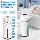 Touchless Automatic Soap Dispenser for Kitchen and Bathroom, Liquid Hand Soap Dispenser, Water-Resistant and Rechargeable, 14.2oz/420ml Intelligent Digital Display4-Level Adjustable,Modern (White)