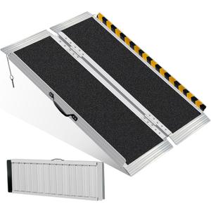 4FT Portable Wheelchair Ramp,Lightweight Foldable Aluminum Ramp for Home Steps, Non-Slip Surface, Supports Up to 800 lbs - Ideal for Wheelchairs, Scooters, and Walkers