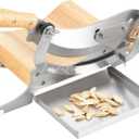 CGOLDENWALL 2 Blades Chinese Medicine Slicer Manual Radiused Biltong Slicer, with Magnetic Stainless Steel Tray, for Chinese Herbs, Biltong, Beef Jerky, Hard Fruits and Vegetables, Nougat