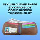 Leather Wallet for Men - Genuine Leather RFID Blocking Slim Bifold Wallet with 6 Card Slots & 1 ID Window - Stylish Curved Shape Extra Capacity Mens Wallet, (Brown)